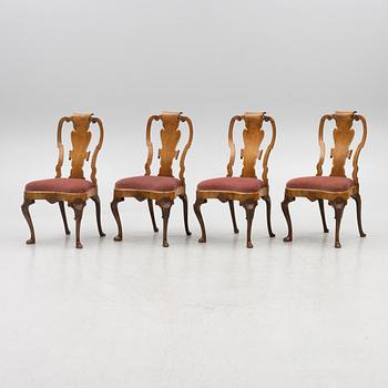 Four English late Baroque chairs, first part of the 18th century.