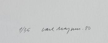 MAGNUS, CARL, färglitografier, 2 st, sign o dat 80 resp 81, numr 1/35 resp 34/175.