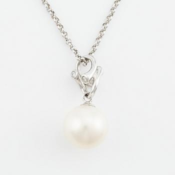 Georg Jensen, collier, 18K vitguld med pärlor och små briljantslipade diamanter.