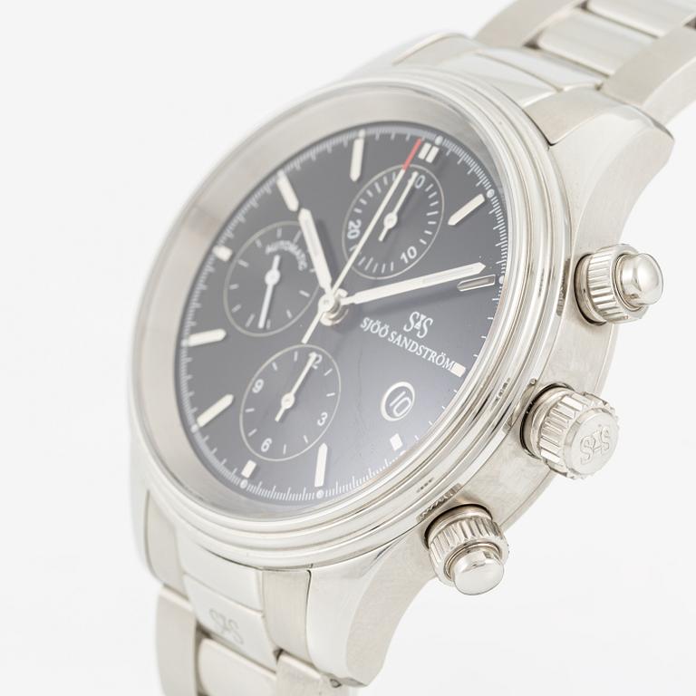 Sjöö Sandström, Royal Steel Chronograph, wristwatch, 42 mm.