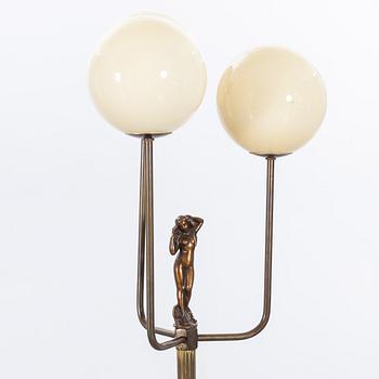 FLOOR LAMP, brass and glass, Armaturbolaget Malmö, 1930/-40's.