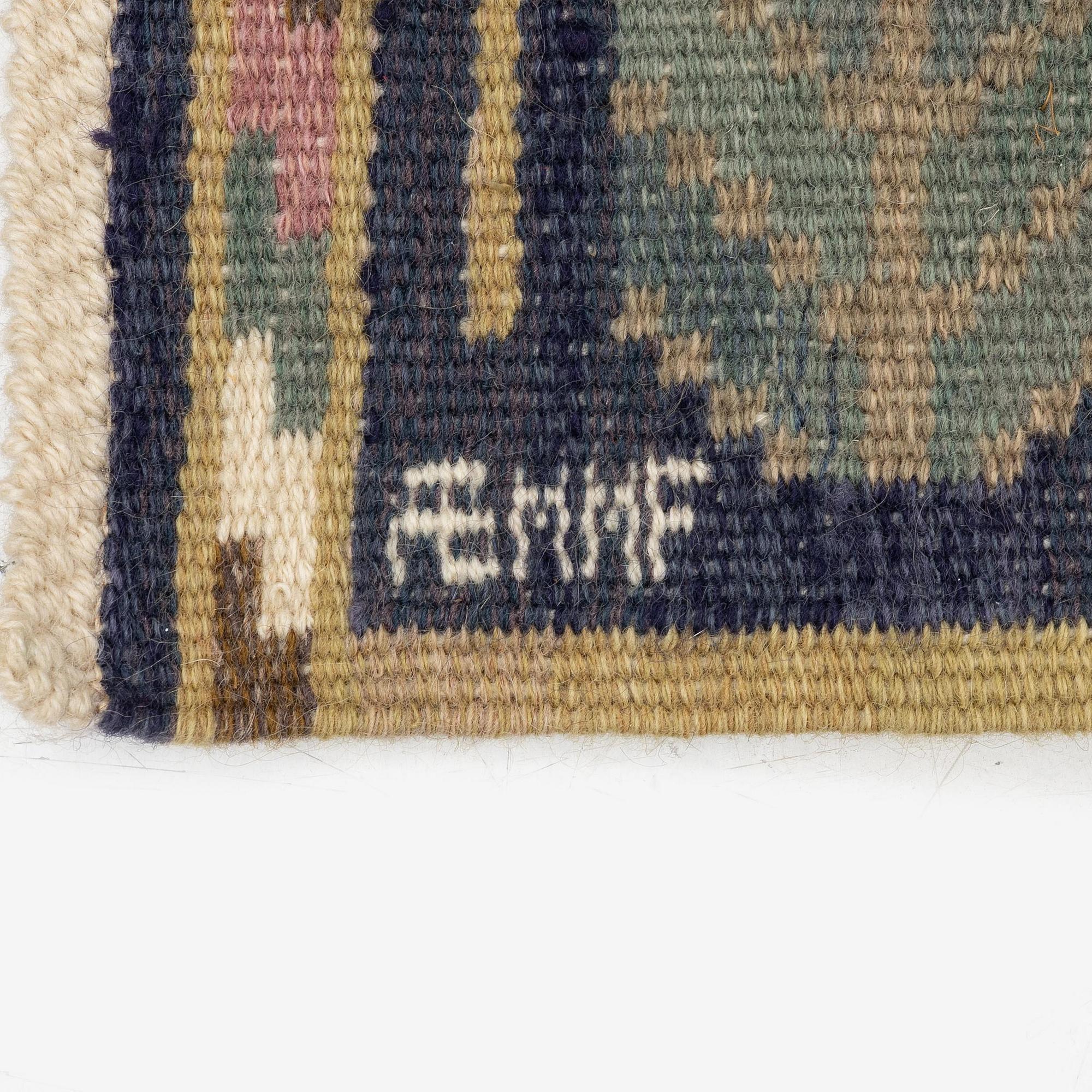 Märta Måås-Fjetterström, a flat weave textile, 'Medaljongerna', c. 83 x 61 cm, signed AB MMF.