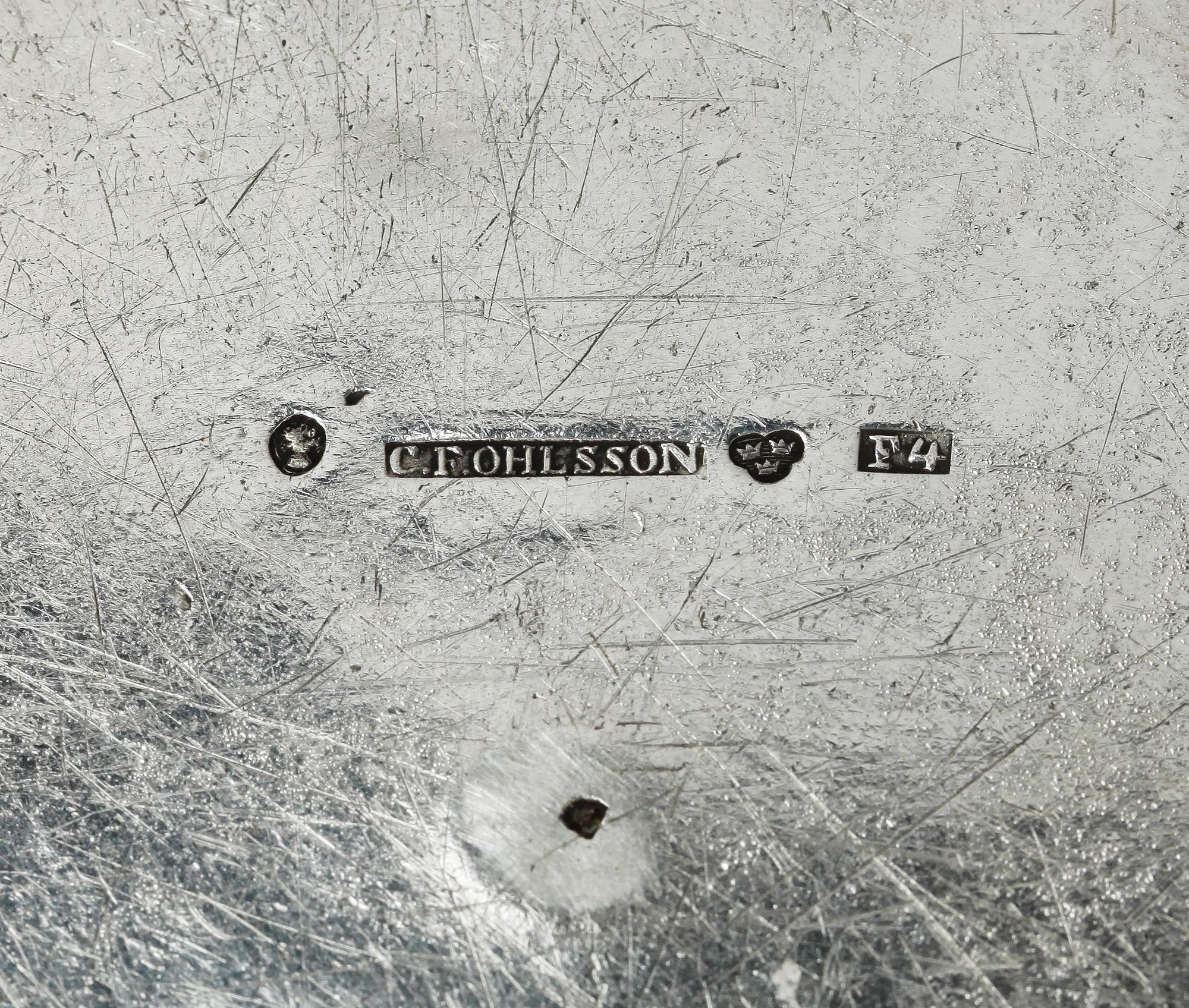 SÅSSKÅL på FOT, silver, Carl Fredrik Ohlsson Stockholm 1836. Vikt 594 g.