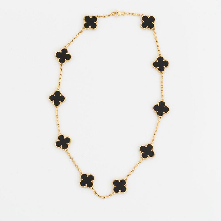 A Van Cleef & Arpels "Alhambra" necklace in 18K gold and onyx.