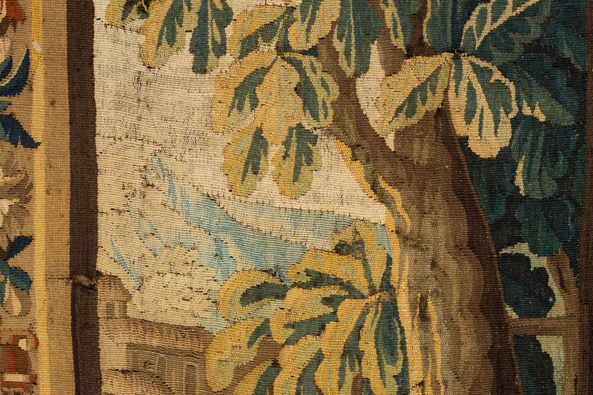 Vävd tapet, "Verdure", gobelängteknik, "entre-fenêtre", ca 314 x 109, cm, Aubusson omkring 1700-1700-talets förra hälft.