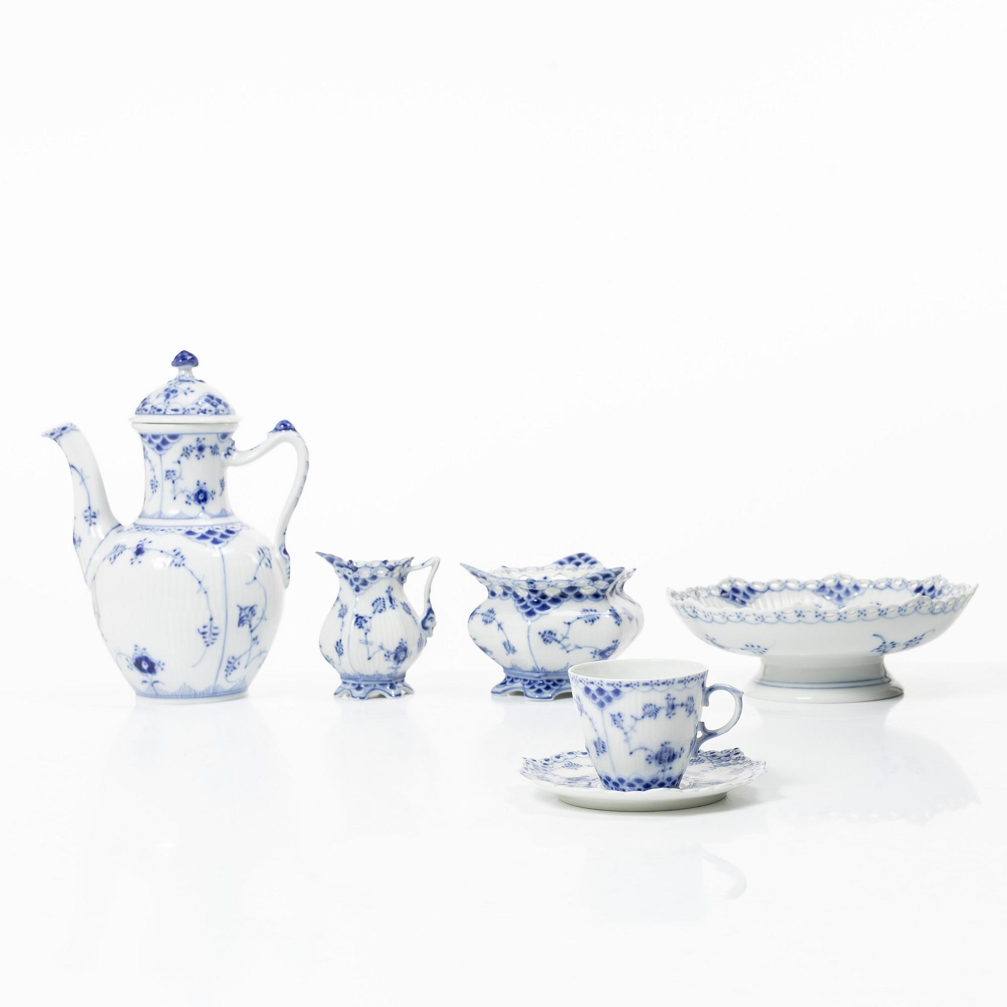Royal Copenhagen, kaffeservis, 10 delar, "Musselmalet", Danmark.
