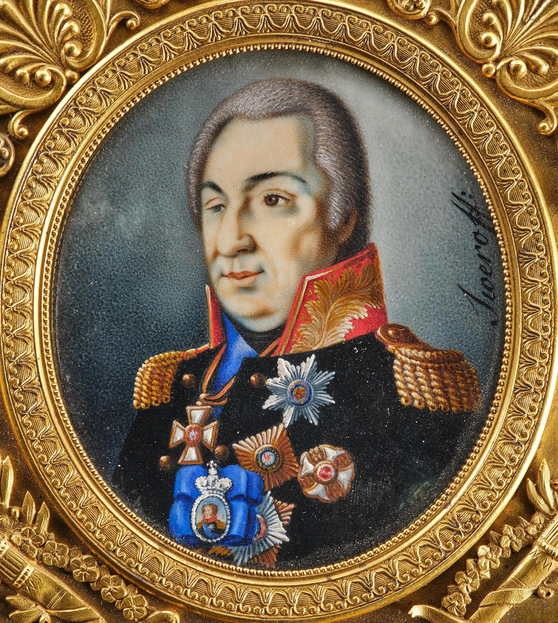 Okänd konstnär, Ryssland, 1800-tal. "Michail Ilarinowitsch Golenischtschew, furst Kutusow-Smolenskij" (1745-1813).