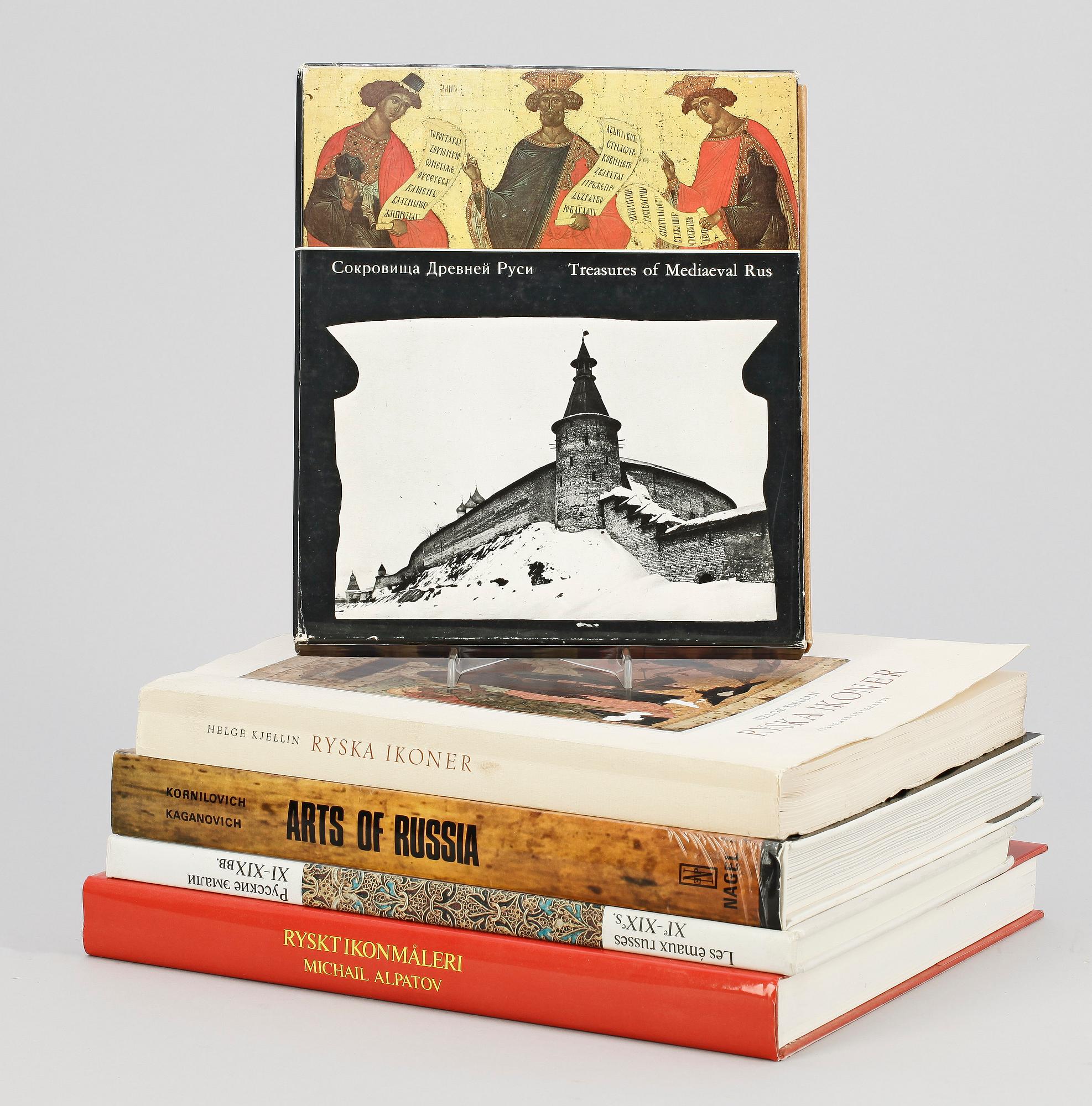 PARTI RYSK KONSTLITTERATUR, 5 delar, bl a "Ryska Ikoner", Helge Kjellin, Stockholm 1956.