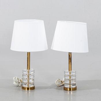 A PAIR OF TABLE LAMPS,  Orrefors, second half of the 20th century.