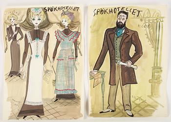 MAX GOLDSTEIN (MAGO), akvarellteckningar, kostymskisser och blyertsteckningar, ca 80 st, flertalet signerade o daterade.