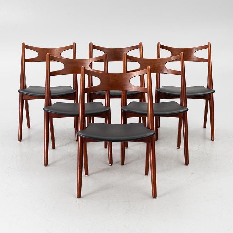 Hans J. Wegner, Six CH29 chairs, L. Chr. Larsen & Søn, Denmark, 1950s/60s.