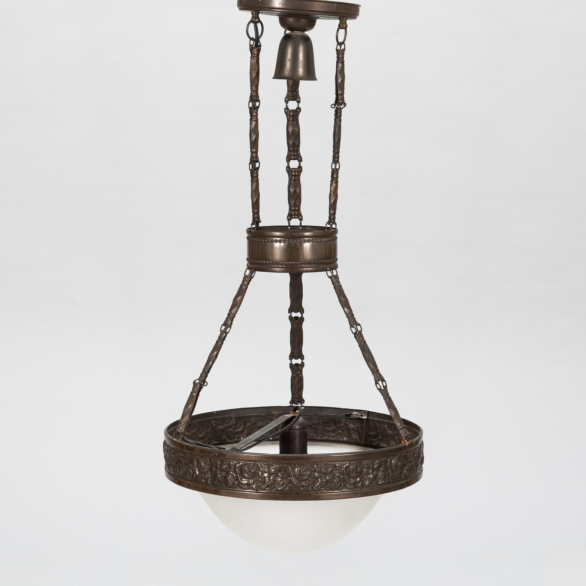 An early 20th century Jugend style ceiling lamp.