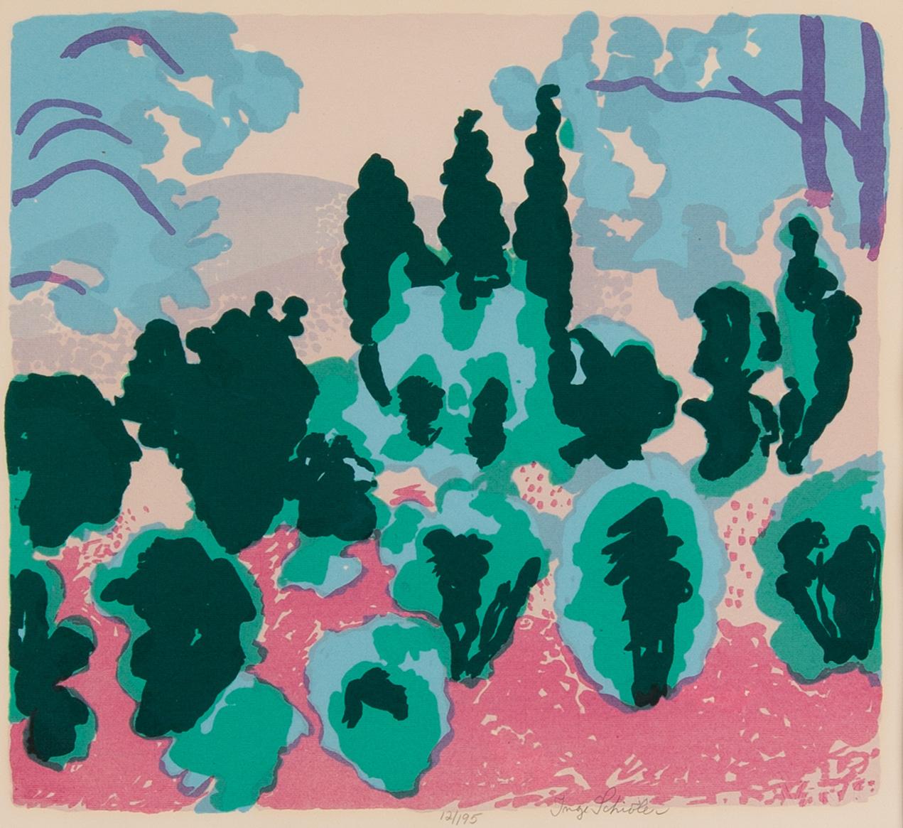 Inge Schiöler, lithograph in colours, signed 12/95.