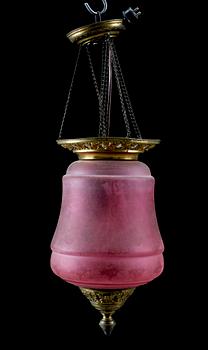 MÅNSKENSLAMPA, glas, sekelskiftet omkring 1900. H 60