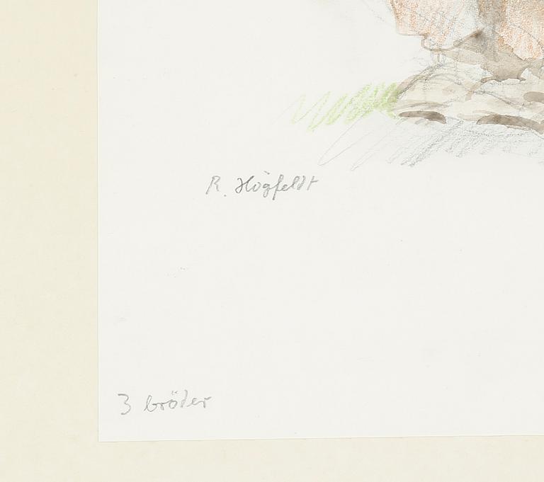 ROBERT HÖGFELDT, 3 st, blandteknik, sign.