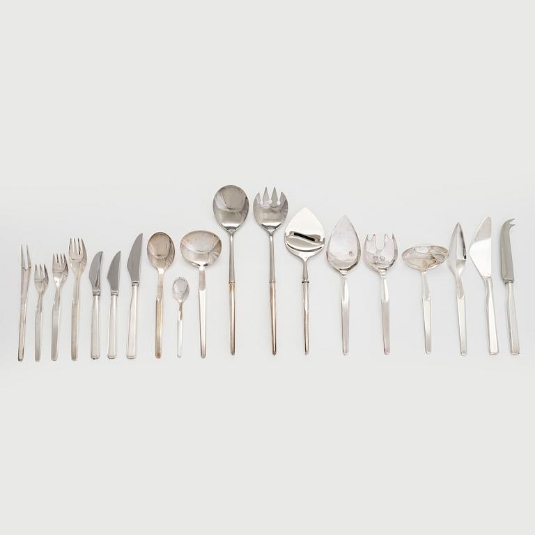Tapio Wirkkala, Bestickuppsättning "Marski", 98 delar, sterlingsilver, Kultakeskus, Tavastehus 1988. I originalschatull.