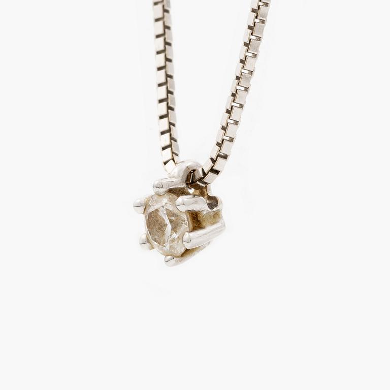 Pendant with chain, 18K white gold set with brilliant-cut diamond.