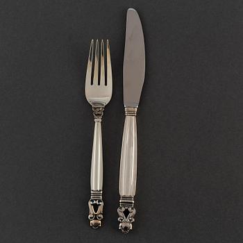 a set of eight pieces of "Konge/Acorn" flatware, Georg Jensen, Copenhagen Sterling.