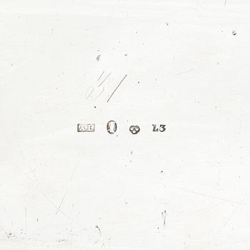 Anders Lundqvist, geléskålar, ett par samt ställning, delvis förgyllt silver, Stockholm 1817. Empire.