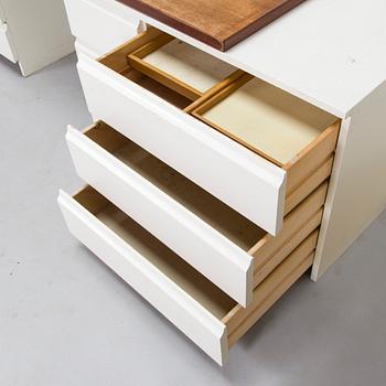 Aulis Leinonen, skrivbord, lådmodul modell 200 och skivan modell T216, Artek 1950-tal.