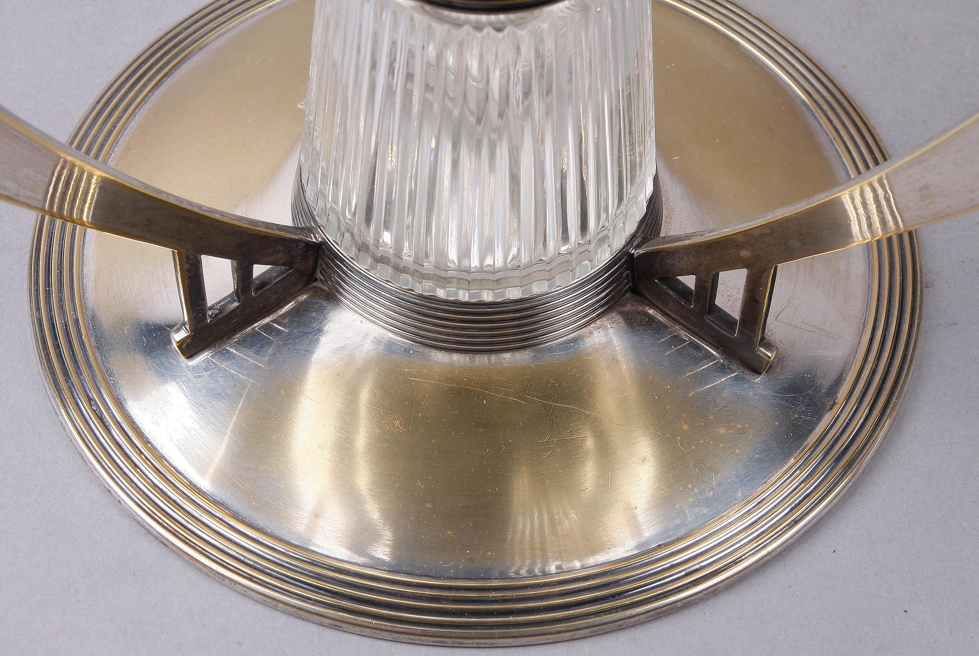 BÅLSKÅL, nysilver och glas. WMF, 1900-talets början.