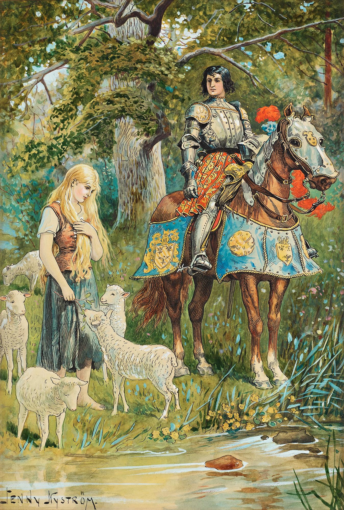 Jenny Nyström, The knight and the shepherdess.