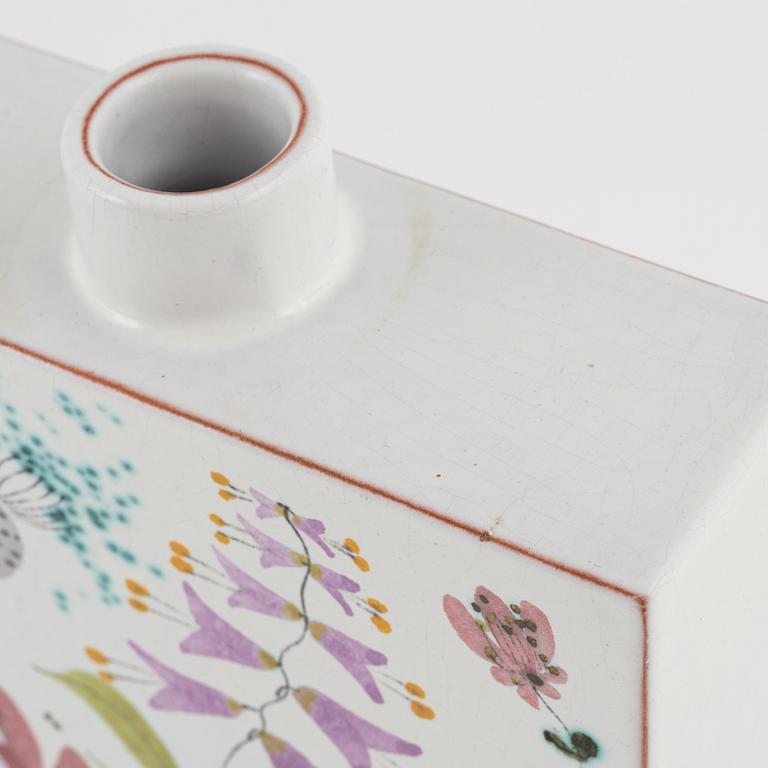 Stig Lindberg, faience, bowl and tea caddy with lid. Hand-painted floral decoration.