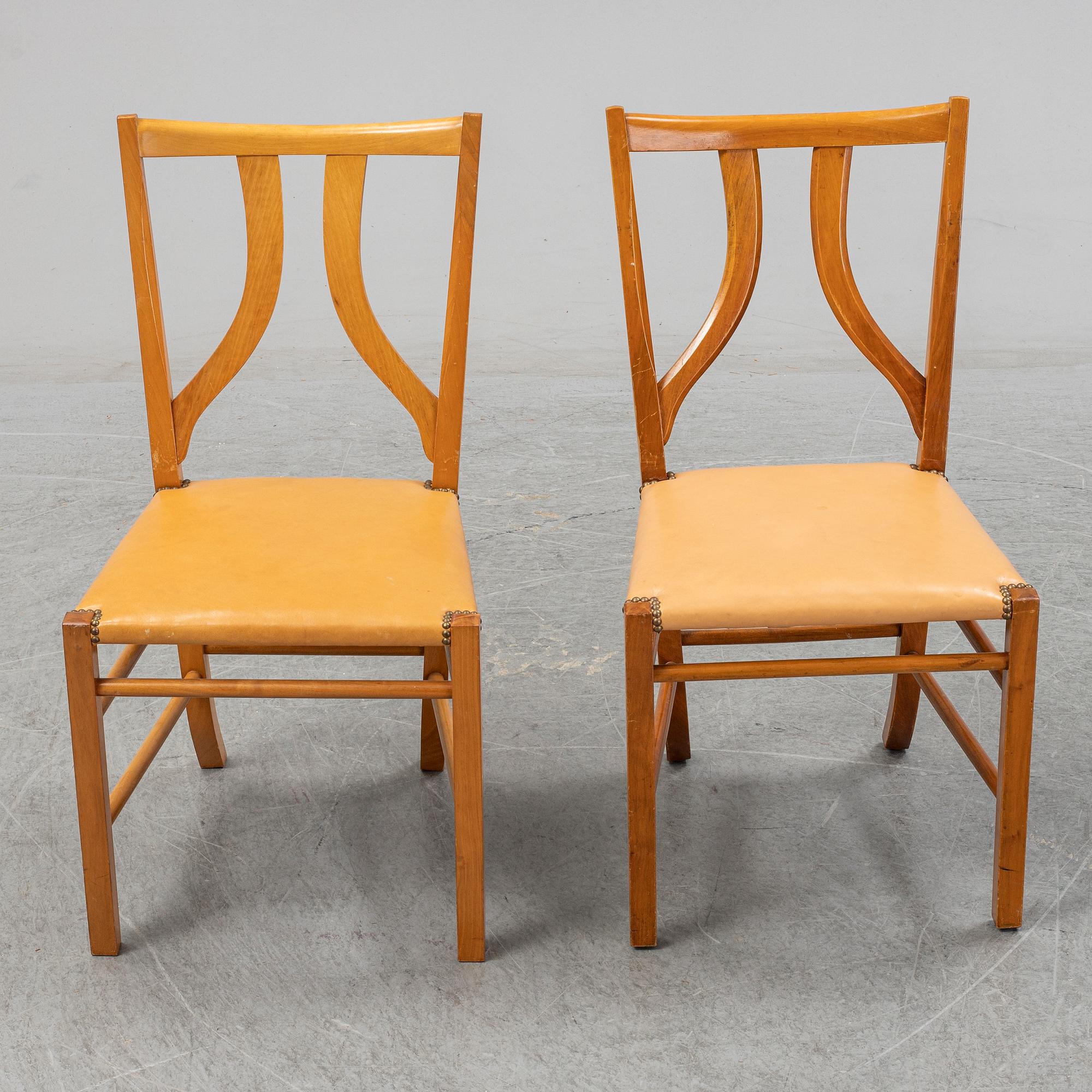 JOSEF FRANK, two dining chairs, model 2027, Svenskt Tenn, Sweden.