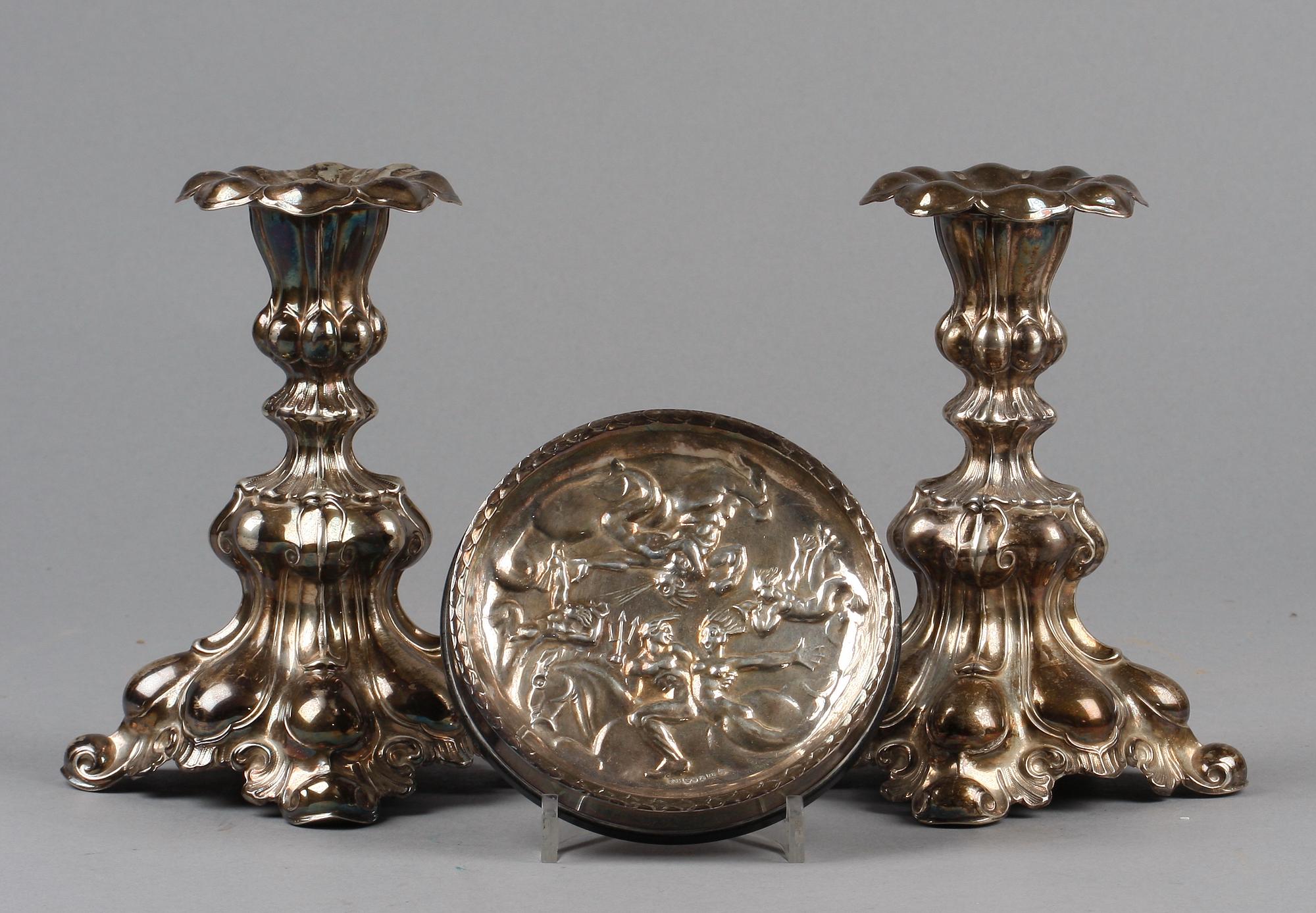 LJUSSTAKAR SAMT FAT, silver, CG Hallberg resp GAB, 1938 resp 1949.