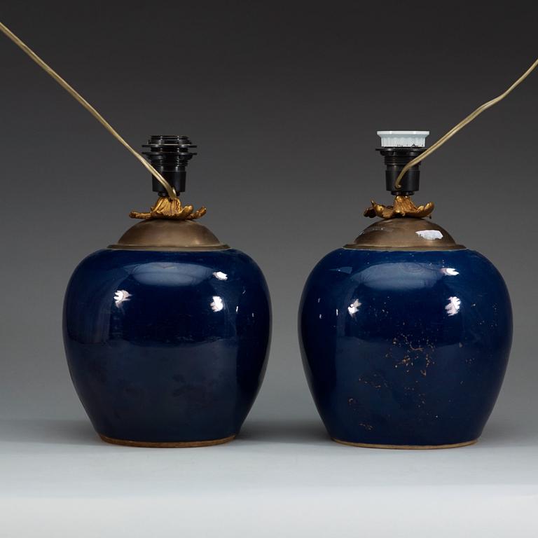 A matched pair powder blue jars, Qing dynasty, Qianlong (1736-95).