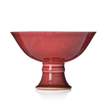 1055. A copper red glazed stem bowl/cup, Qingdynasty, Yongzheng six character mark (1723-35).