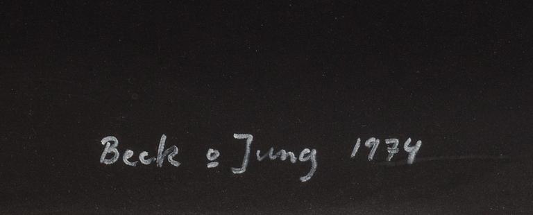 BECK & JUNG, 2 st. (HOLGER BÄCKSTRÖM & BO LJUNGBERG),  färgserigrafi, signerade o numrerade, daterade 1974.