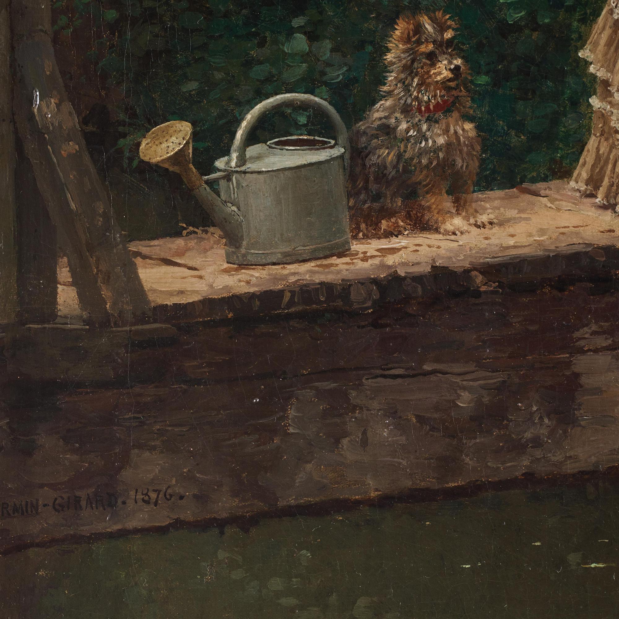 Marie-François Firmin-Girard, Fiskande ung kvinna med hund.