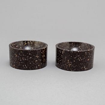 A pair of Swedish 19th century porphyry salts.