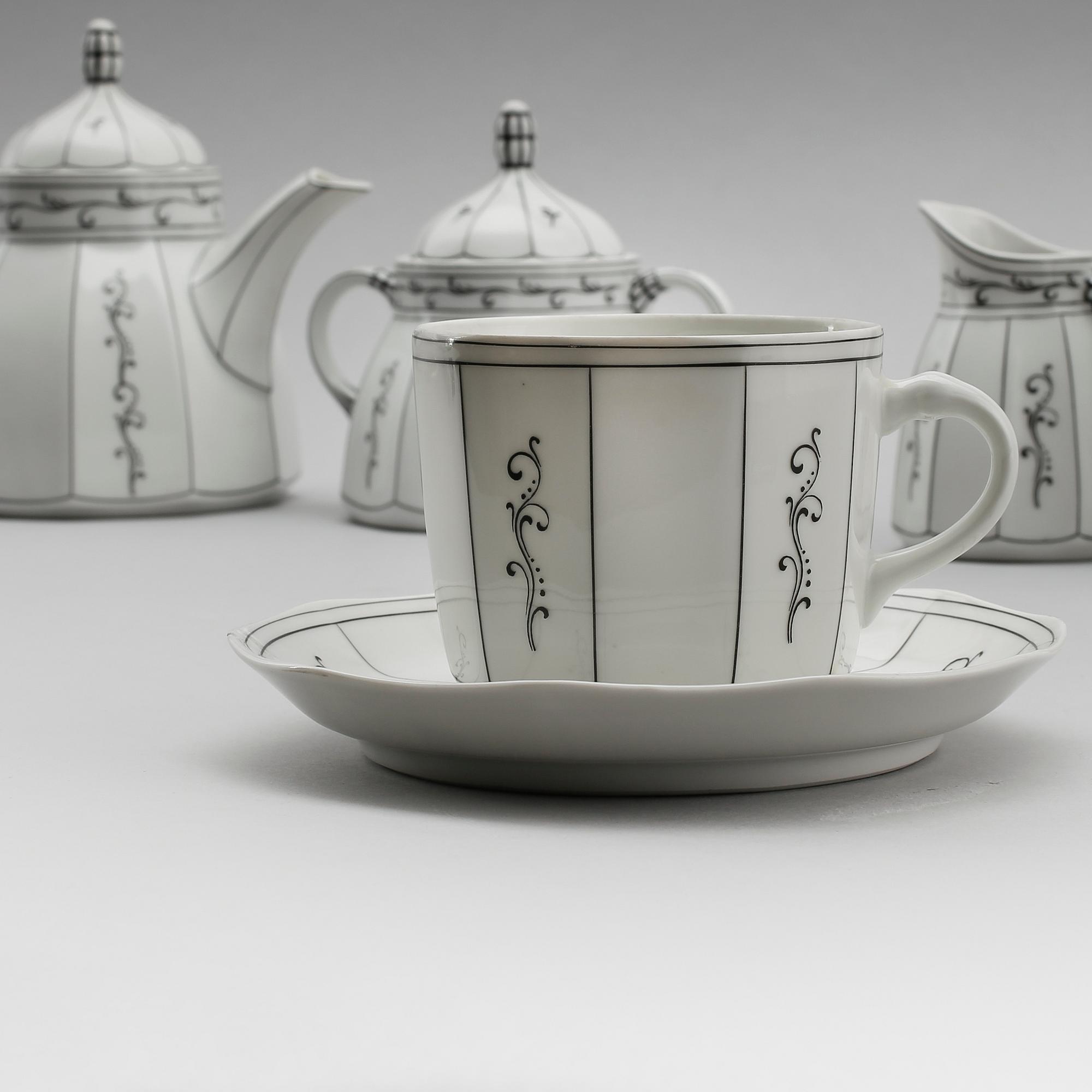 TESERVIS, porslin, 16 delar, Einar Forseth, Lidköping, ALP, 1900-talets första hälft.