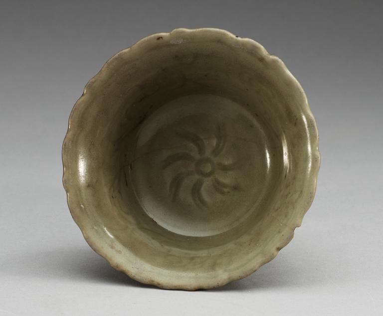 A celadon glazed stemcup, Ming dynasty.