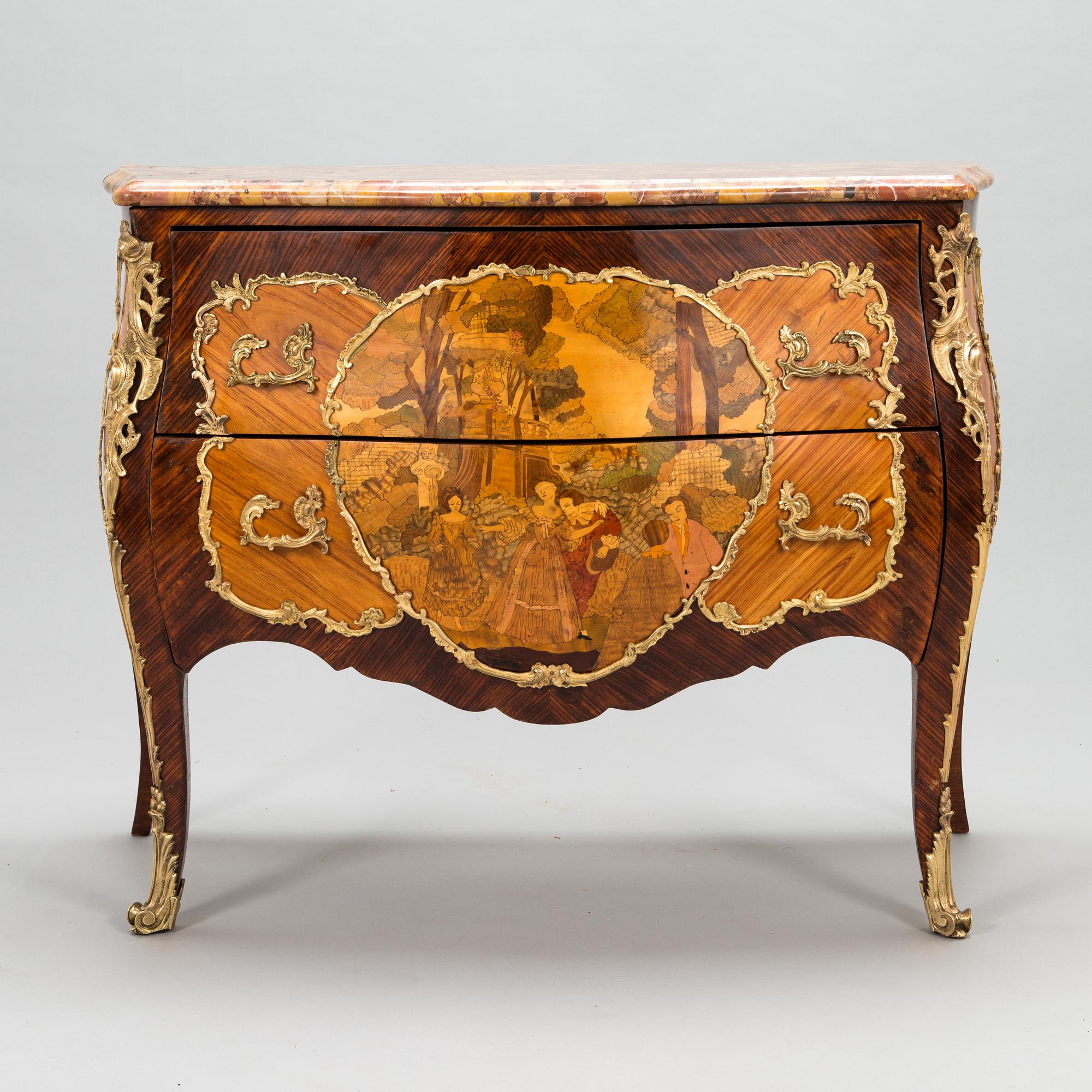 A chest of drawers plaque marked Les fils d'Alfred Wimphen Paris, early 20th century.