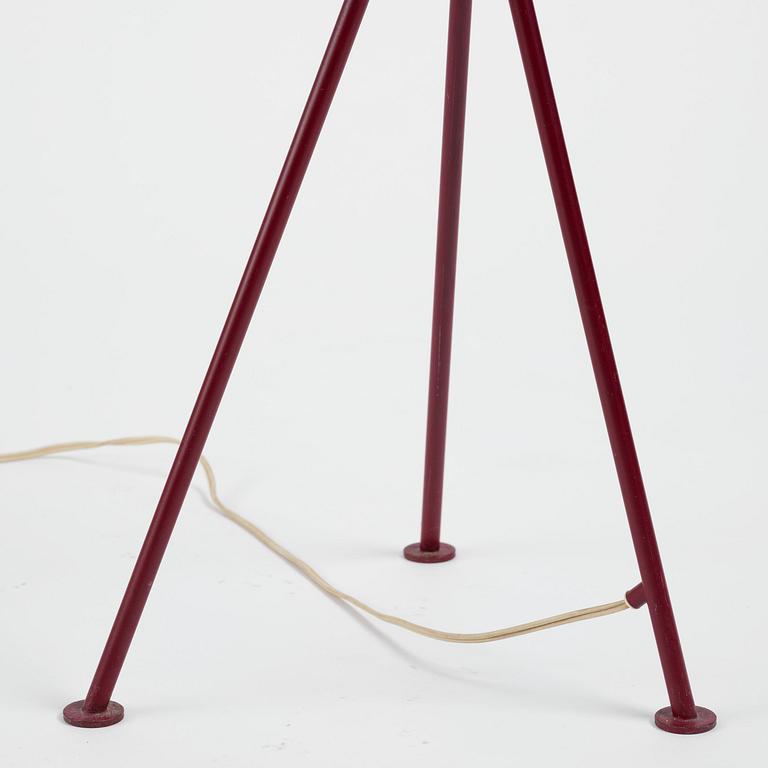 Greta Magnusson Grossman, a burgundy red "Grasshopper" floor lamp model "G-33", Bergboms, Malmö, 1950s.