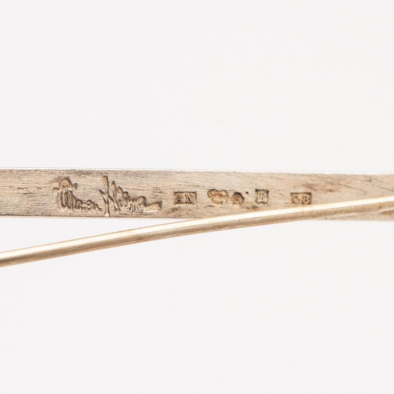 Wiwen Nilsson, monogram brooch, sterling silver, Lund, 1940.