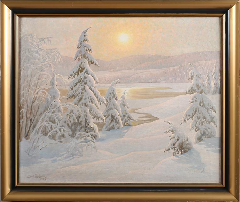 ERNST LINDGREN, olja på pannå, signerad.