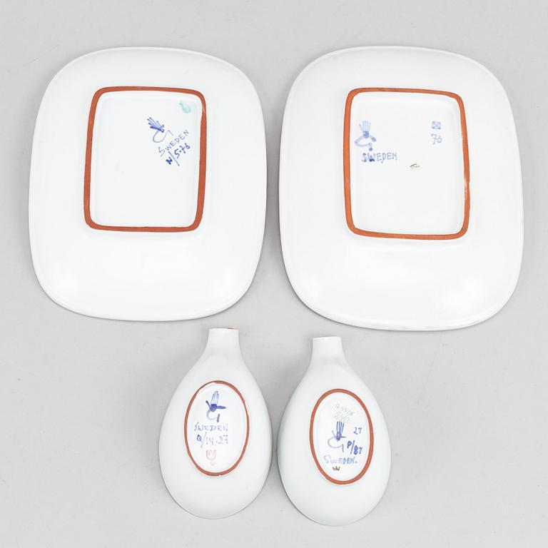 Stig Lindberg, two earthenware dishes and two bowls, Gustavsberg studio.