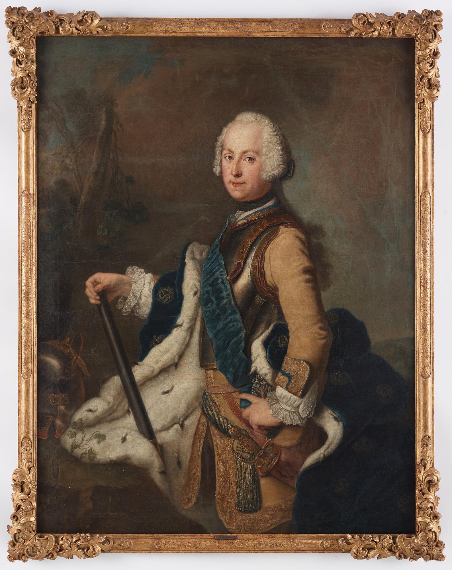 Antoine Pesne Attributed to, ”King Adolf Fredrik as Crown Prince with the Russian Order of St Andrew”(1710-1771).