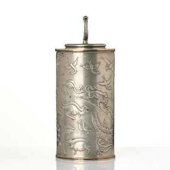 Nils Fougstedt, a pewter and brass jar model A 608, Firma Svenskt Tenn, Stockholm, 1932.