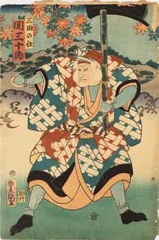 Utagawa Kunisada, färgträsnitt, 7st, Japan, 1800-tal.