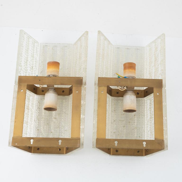 Carl Fagerlund, four wall lights, Orrefors, Sweden, second half of the 20th century.