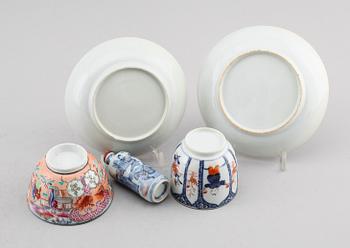 SKÅLAR MED FAT, 2 st, porslin, Kina, 1700-tal samt SNUSFLASKA, 1900-tal.