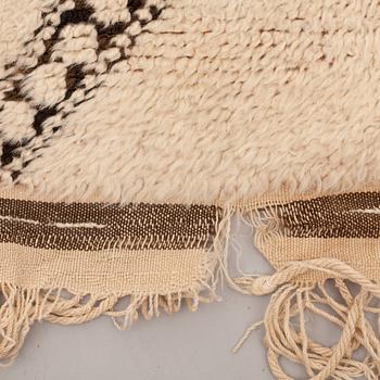 A CARPET, probably Morocco, old, ca 403 x 196 cm (plus a few cm flat weave at each end).