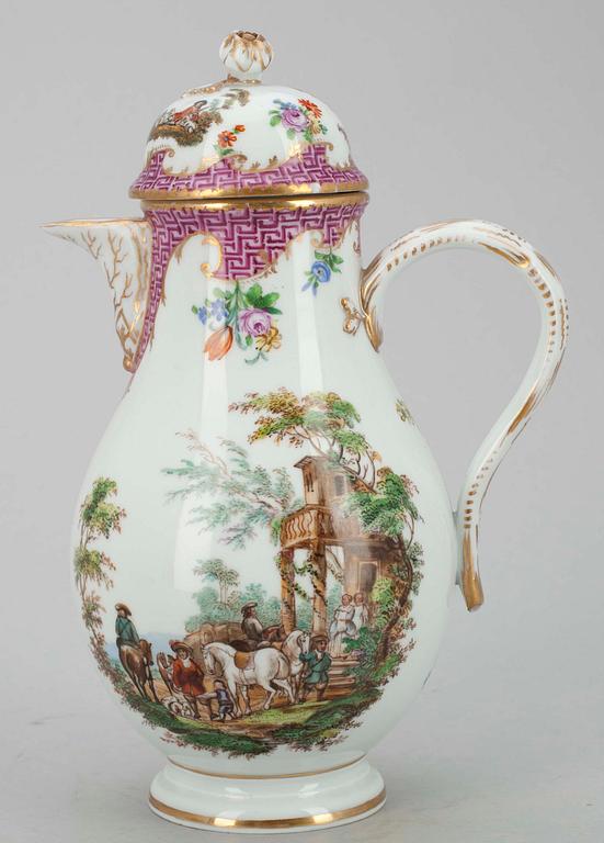 KAFFEKANNA, porslin, rokokostil, Meissen, 1800/1900-tal.