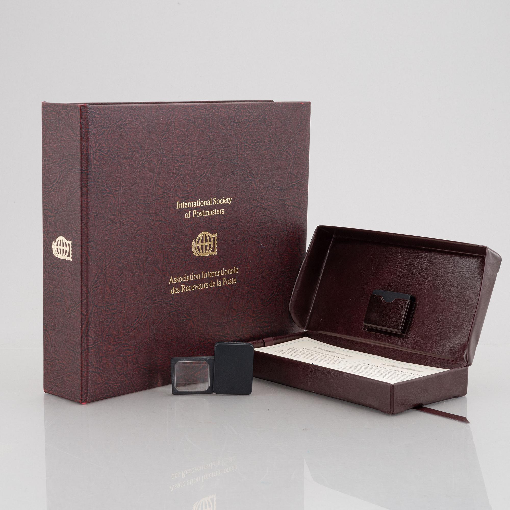 Franklin Mint, frimärksavbildningar, 73 st, förgyllt silver, "The world's first stamps", 1979.