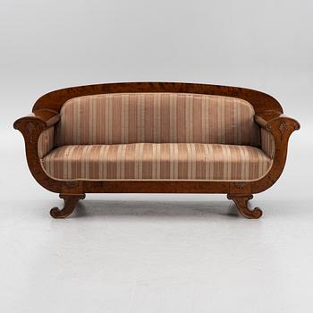 A stained birch wood veneered Karl Johan style sofa, early 20th Century.
